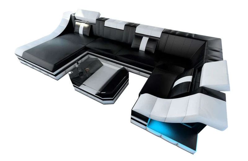 Mini Wohnlandschaft Turino U-Form in Leder