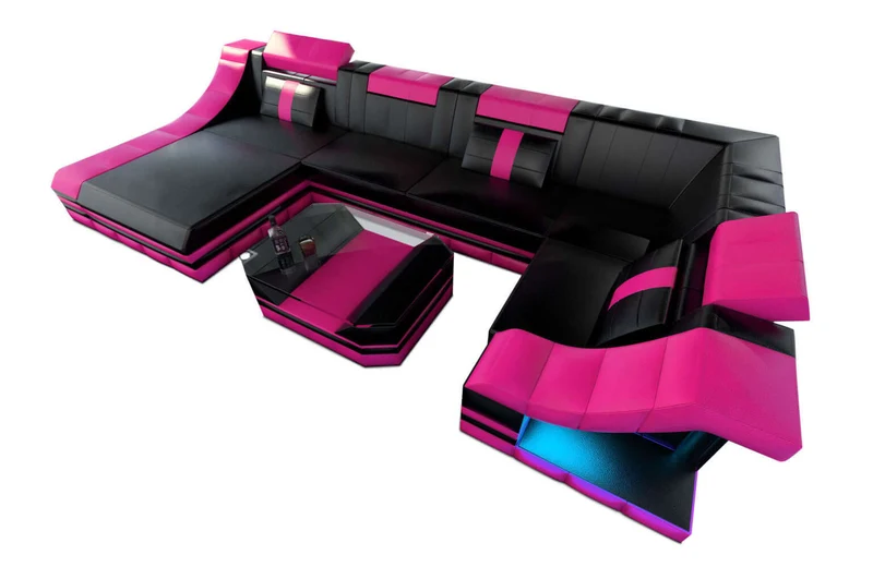 Mini Wohnlandschaft Turino U-Form in Leder