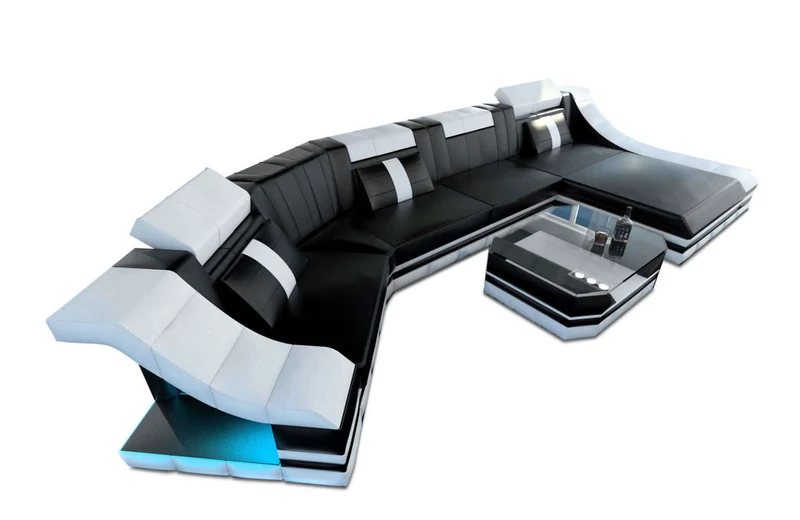 Mini Couch Turino C-Form in Leder
