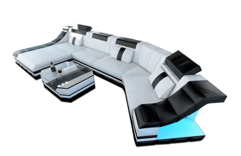 Mini Couch Turino C-Form in Leder
