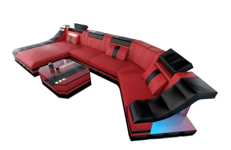 Mini Couch Turino C-Form in Leder