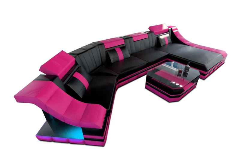 Mini Couch Turino C-Form in Leder