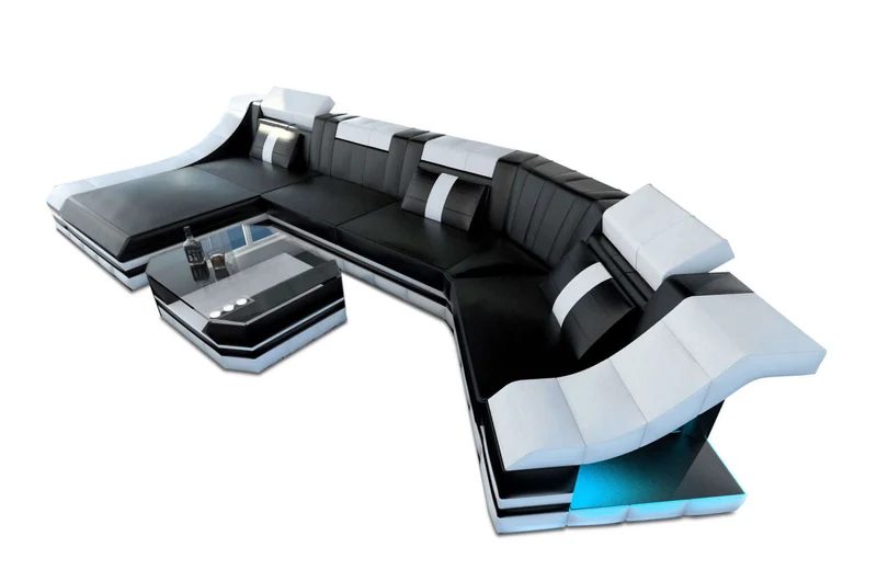 Mini Couch Turino C-Form in Leder