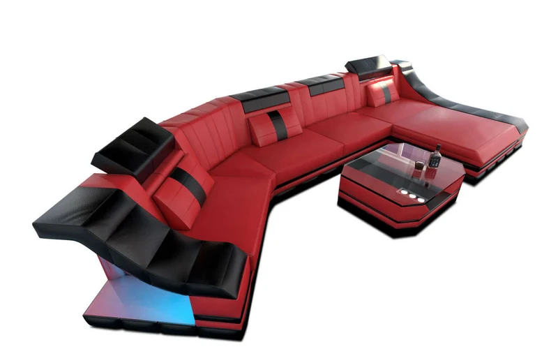 Mini Couch Turino C-Form in Leder