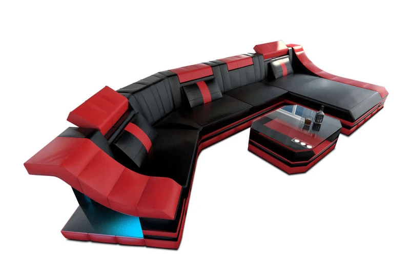 Mini Couch Turino C-Form in Leder