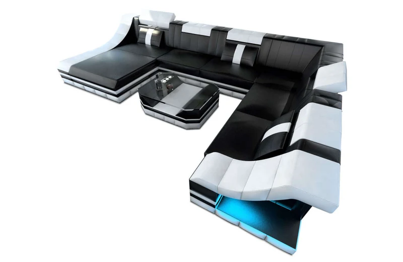 Mini XL Wohnlandschaft Turino U-Form aus Leder