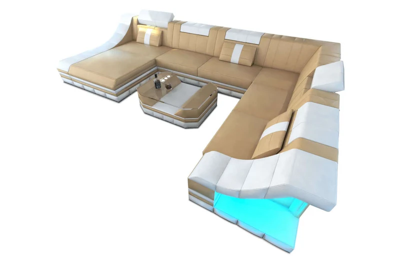 Mini XL Wohnlandschaft Turino U-Form aus Leder
