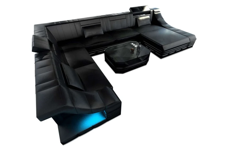 Mini XL Wohnlandschaft Turino U-Form aus Leder