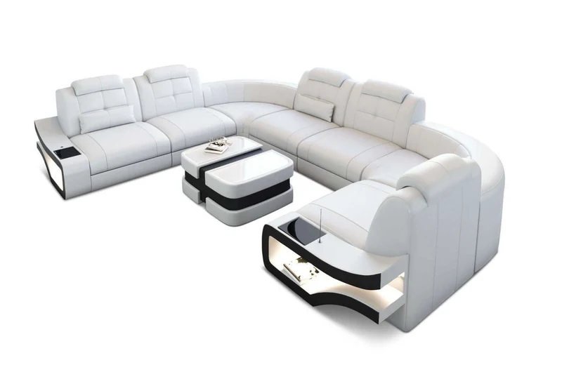 Mini Wohnlandschaft Elena U-Form aus Leder