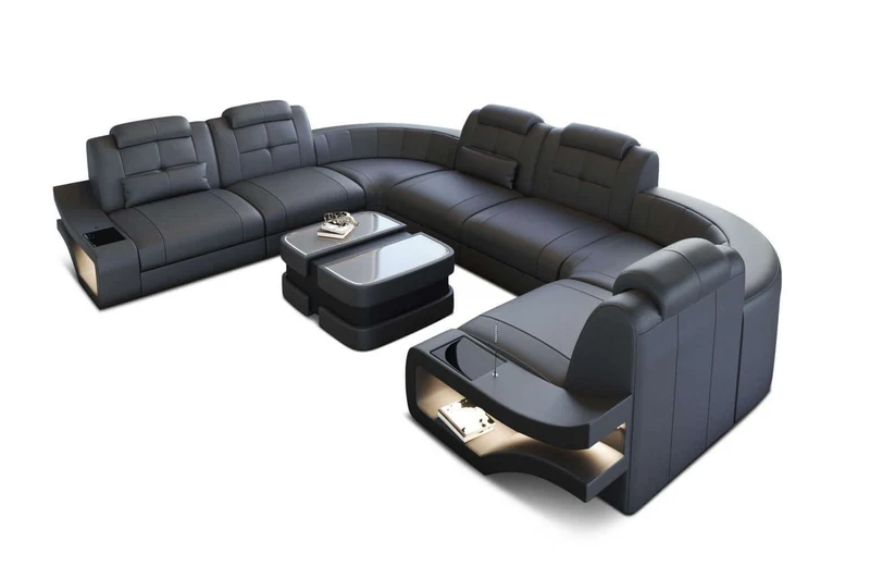 Mini Wohnlandschaft Elena U-Form aus Leder