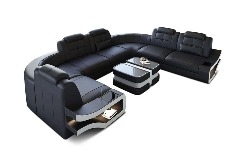 Mini Wohnlandschaft Elena U-Form aus Leder