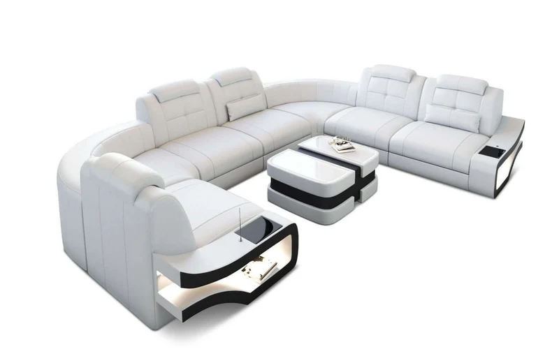 Mini Wohnlandschaft Elena U-Form aus Leder