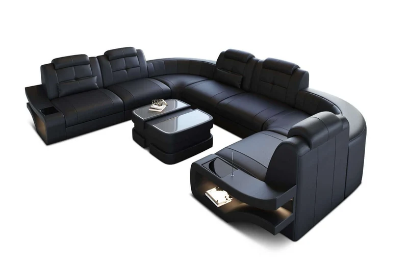 Mini Wohnlandschaft Elena U-Form aus Leder