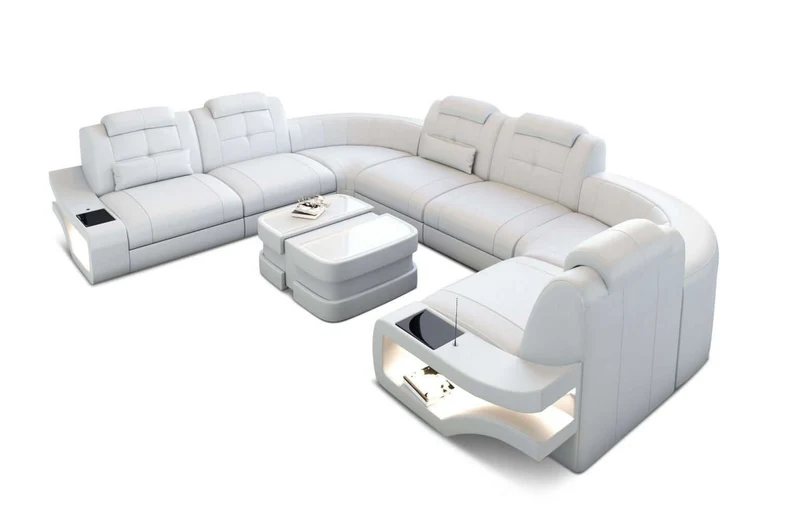 Mini Wohnlandschaft Elena U-Form aus Leder