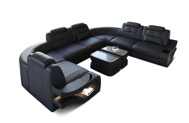 Mini Wohnlandschaft Elena U-Form aus Leder
