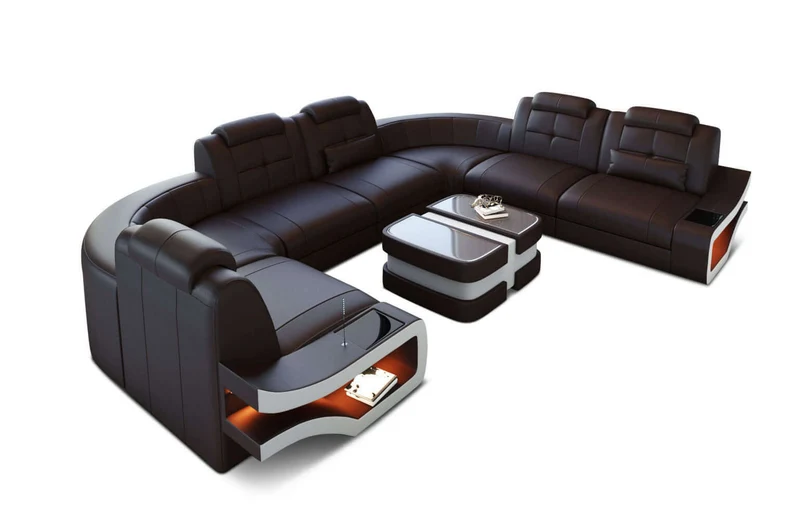 Mini Wohnlandschaft Elena U-Form aus Leder
