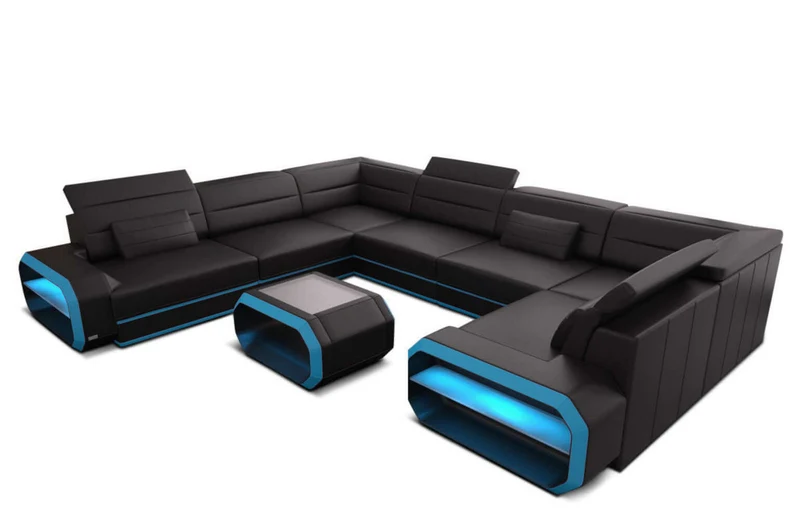 Mini Couch Verona U-Form in Leder