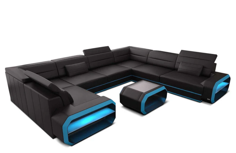 Mini Couch Verona U-Form in Leder