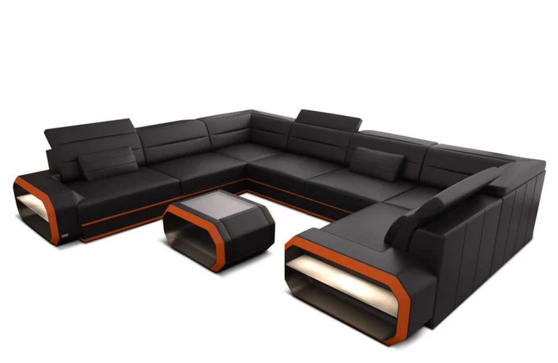 Mini Couch Verona U-Form in Leder