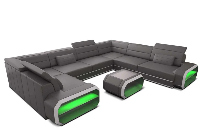 Mini Couch Verona U-Form in Leder