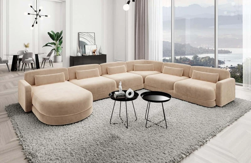 Wohnlandschaft Valencia XXL U-Form in Stoff