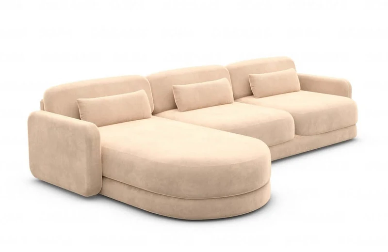 Ecksofa Valencia L-Form aus Stoff Kurz
