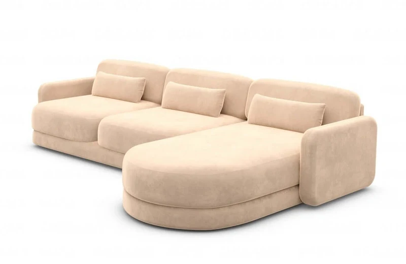 Ecksofa Valencia L-Form aus Stoff Kurz