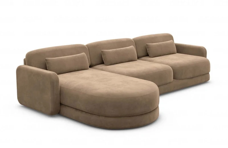 Ecksofa Valencia L-Form aus Stoff Kurz