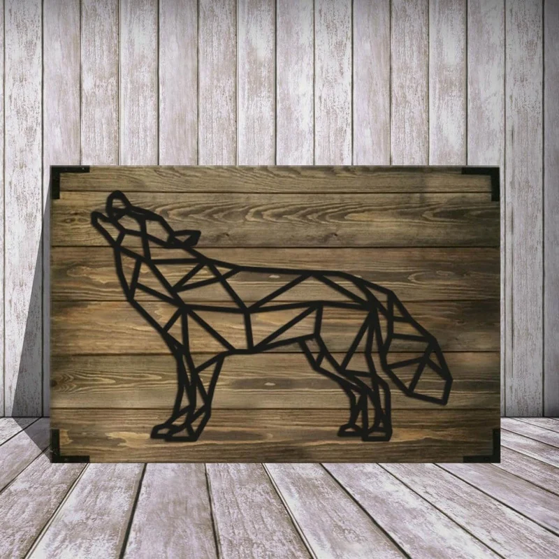 Wandbild Holz Wolf Wilde