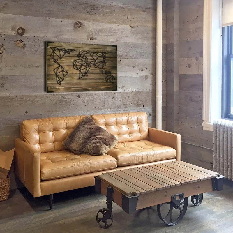 Wandbild Holz Welt Weltkarte