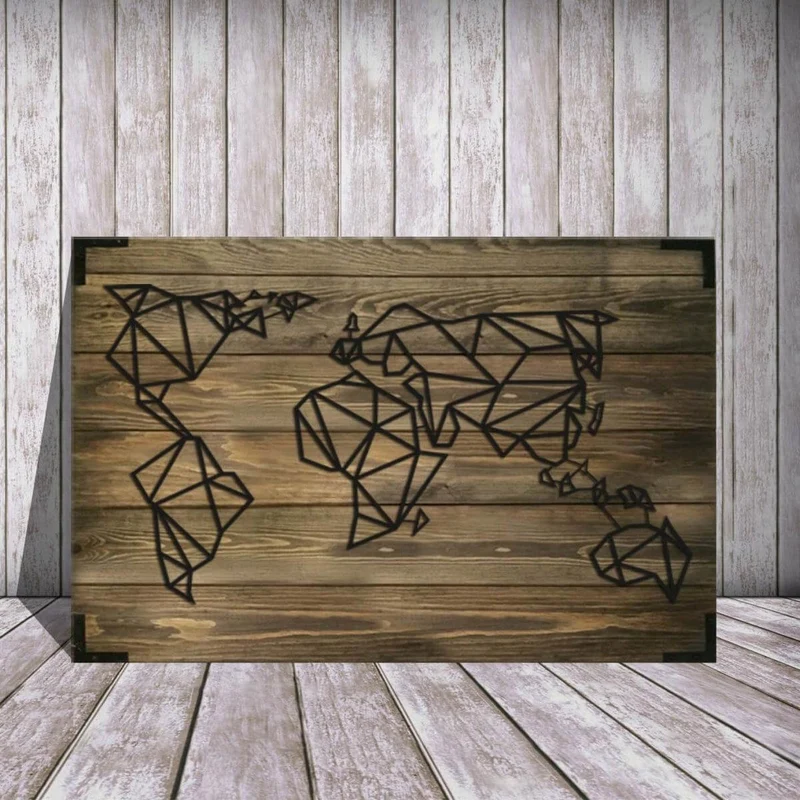 Wandbild Holz Welt Weltkarte