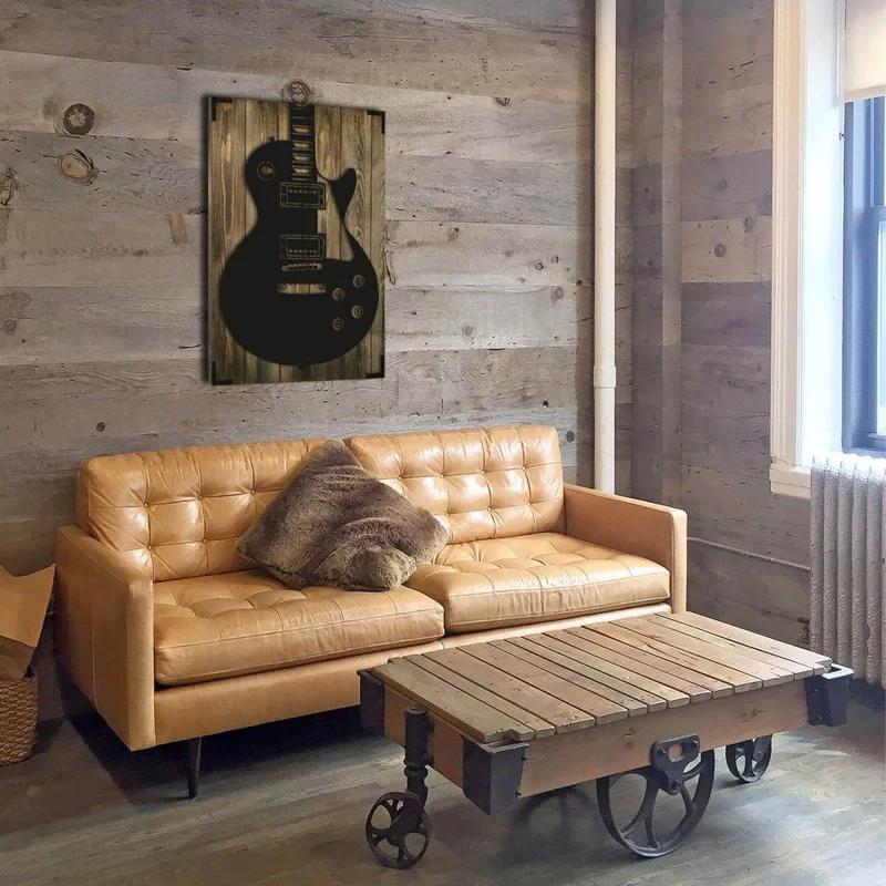 Wandbild Holz E Gitarre