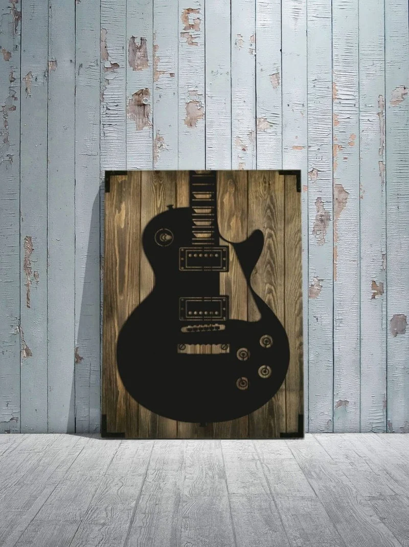 Wandbild Holz E Gitarre