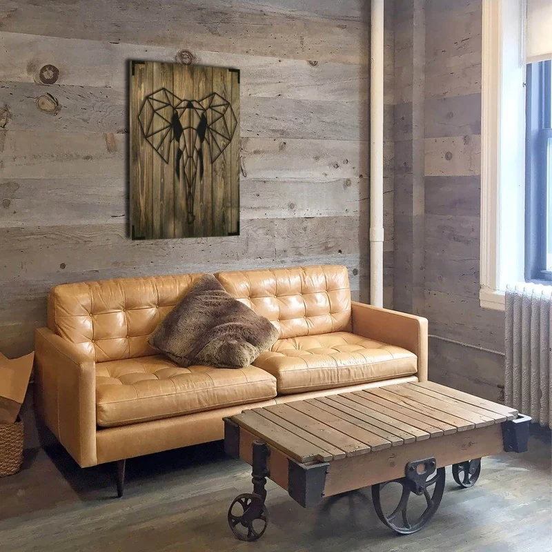 Wandbild Holz Elefant Exotisches
