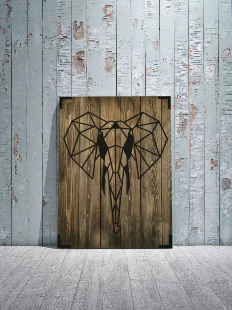 Wandbild Holz Elefant Exotisches