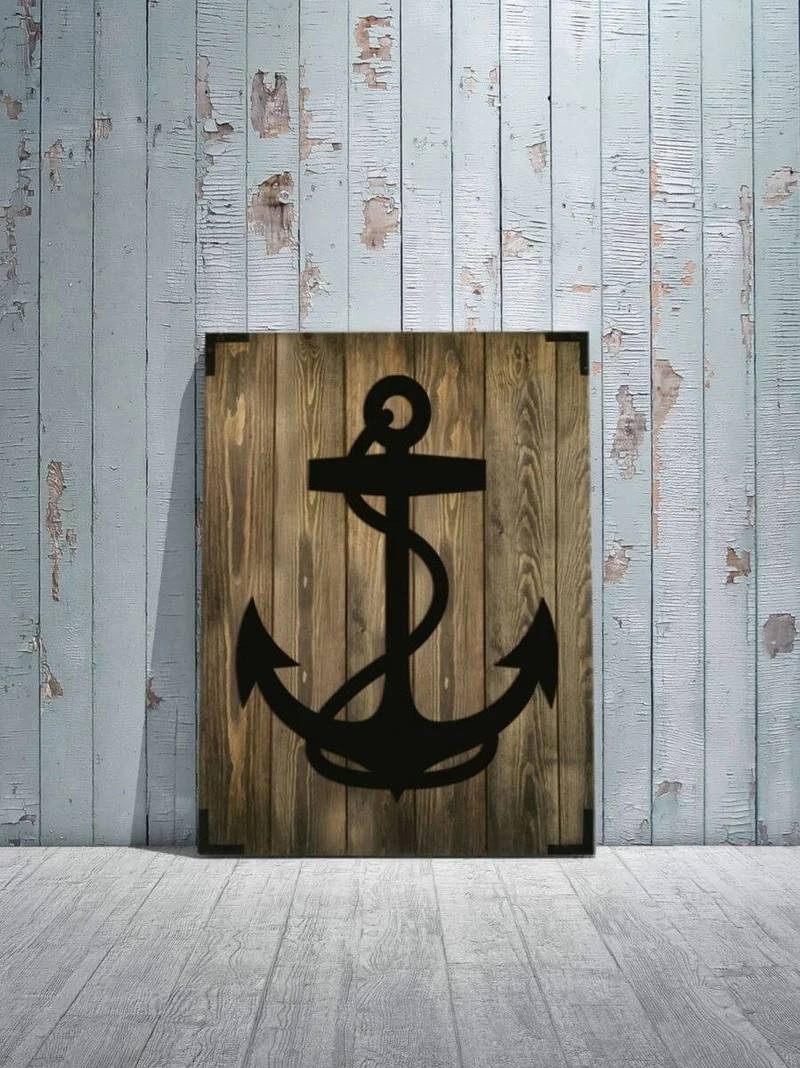 Wandbild Holz Anker Maritimes