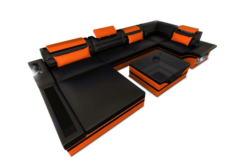 Mini Sofa Mezzo U-Form in Leder