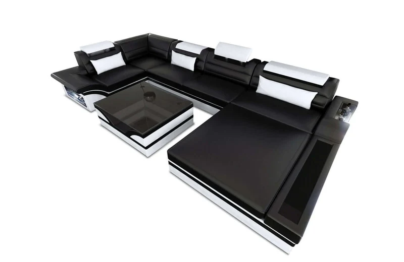 Mini Sofa Mezzo U-Form in Leder