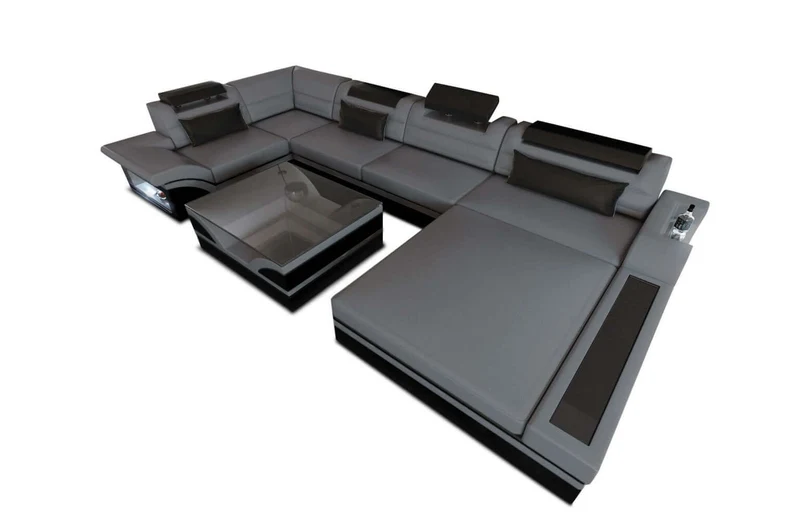 Mini Sofa Mezzo U-Form in Leder