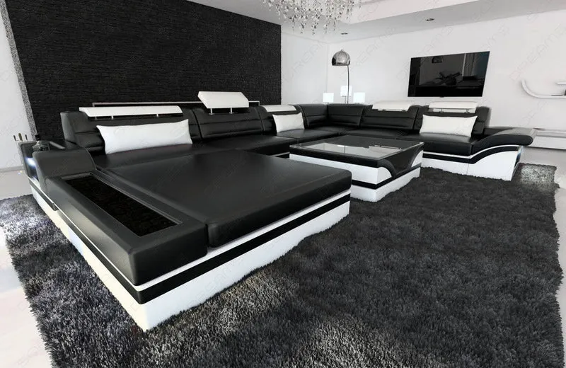 Mini XXL Wohnlandschaft Mezzo U-Form aus Leder