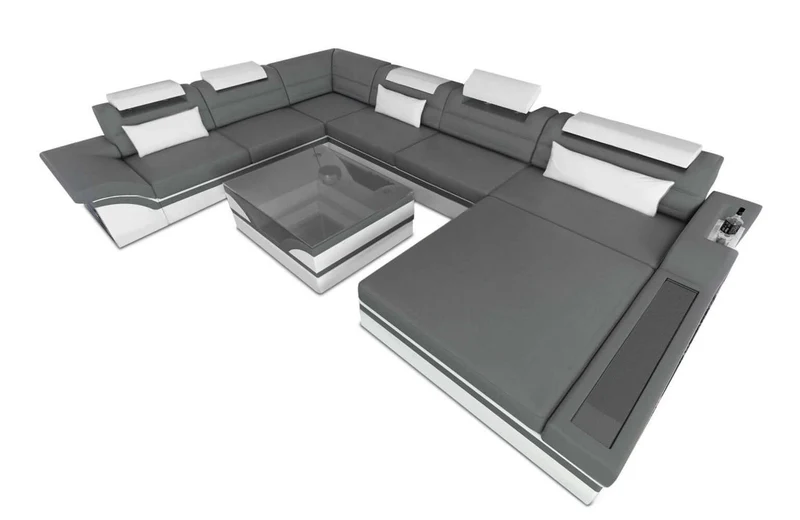 Mini XXL Wohnlandschaft Mezzo U-Form aus Leder