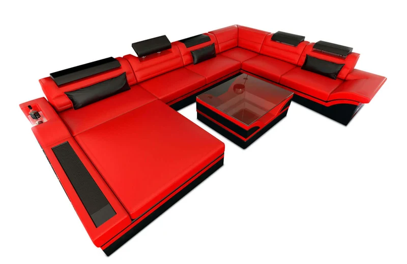 Mini XXL Wohnlandschaft Mezzo U-Form aus Leder