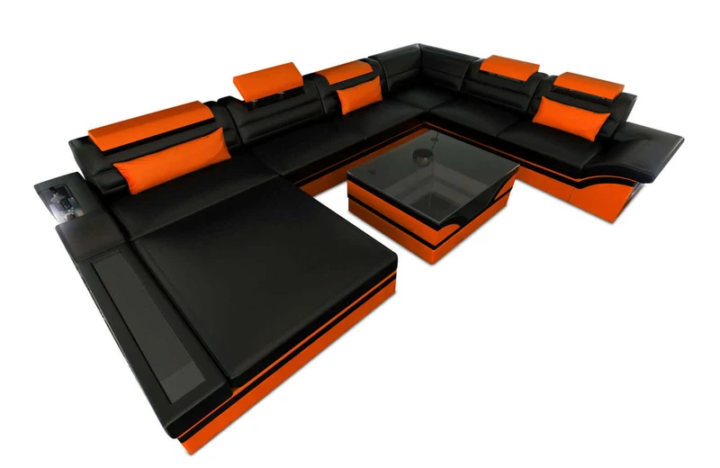 Mini XXL Wohnlandschaft Mezzo U-Form aus Leder