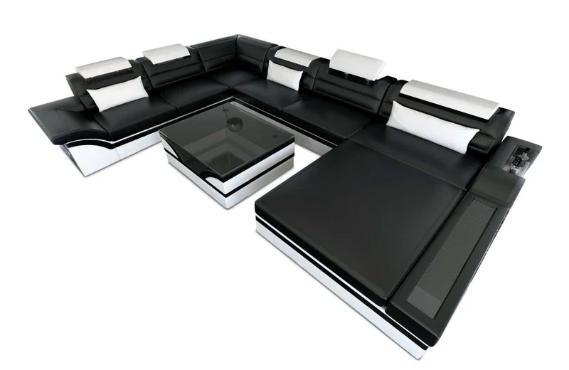 Mini XXL Wohnlandschaft Mezzo U-Form aus Leder