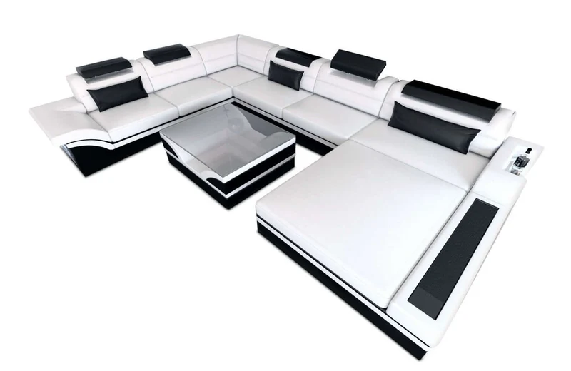 Mini XXL Wohnlandschaft Mezzo U-Form aus Leder