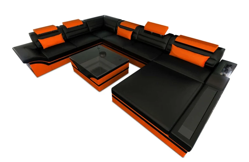 Mini XXL Wohnlandschaft Mezzo U-Form aus Leder