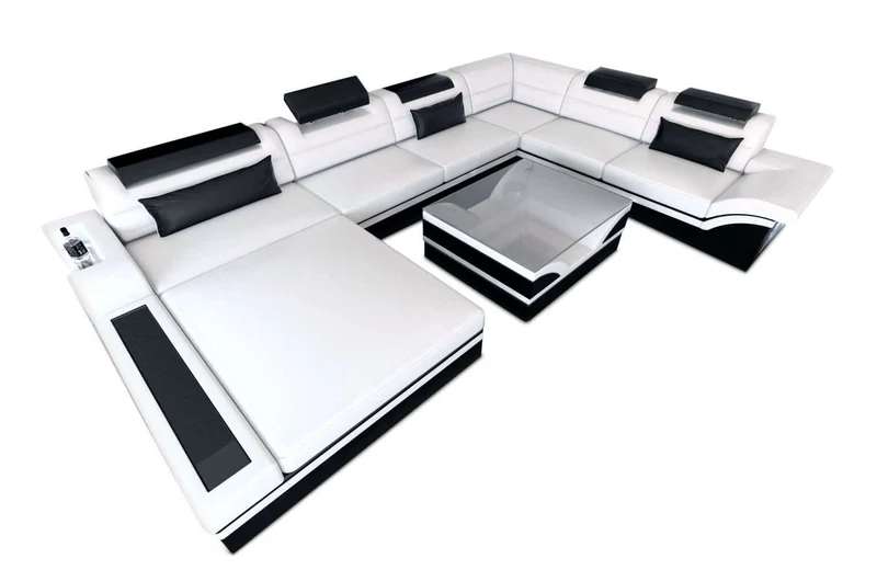 Mini XXL Wohnlandschaft Mezzo U-Form aus Leder