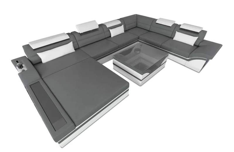 Mini XXL Wohnlandschaft Mezzo U-Form aus Leder