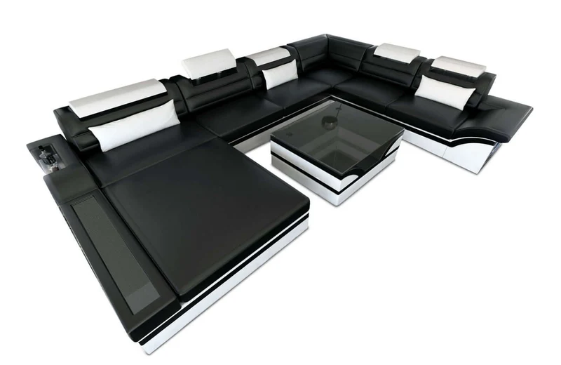 Mini XXL Wohnlandschaft Mezzo U-Form aus Leder