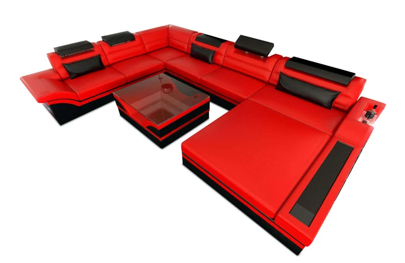Mini XXL Wohnlandschaft Mezzo U-Form aus Leder